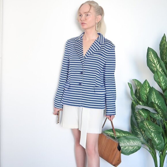 JG Hook Striped Single-breasted Ponte Blazer - Picture 11 of 12